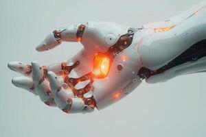 ai généré futuriste main de un artificiel intelligence robot. génératif ai photo
