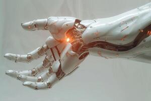 ai généré futuriste main de un artificiel intelligence robot. génératif ai photo