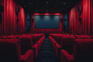 ai généré moderne gros cinéma intérieur chambre. génératif ai photo