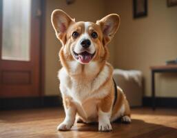 ai généré mignonne corgi chien professeur. photo