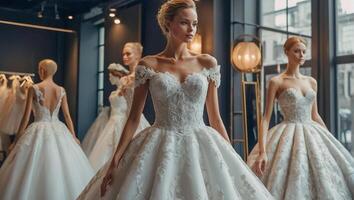 ai généré magnifique mariage Robes dans le salon photo