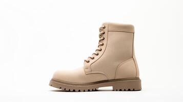 ai généré beige combat bottes isolé sur plat blanc Contexte avec copie espace pour publicité. génératif ai photo