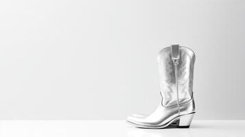 ai généré argent cow-boy bottes isolé sur blanc Contexte avec copie espace pour publicité. génératif ai photo