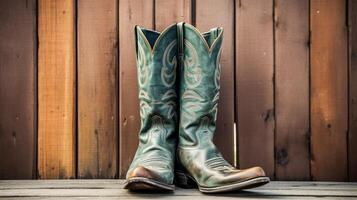 ai généré sarcelle cow-boy bottes isolé sur blanc Contexte avec copie espace pour publicité. génératif ai photo