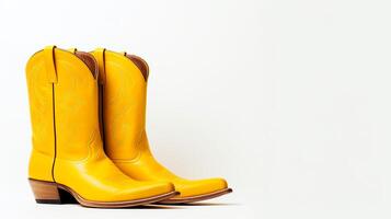 ai généré Jaune cow-boy bottes isolé sur blanc Contexte avec copie espace pour publicité. génératif ai photo