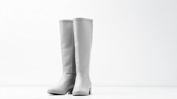 ai généré gris le genou haute bottes isolé sur blanc Contexte avec copie espace pour publicité. génératif ai photo