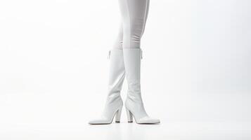 ai généré blanc au-dessus du genou bottes isolé sur blanc Contexte avec copie espace pour publicité. génératif ai photo