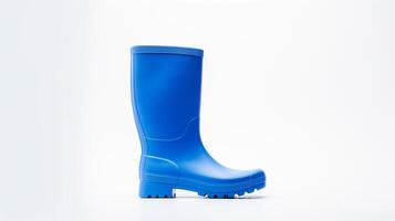 ai généré bleu pluie bottes isolé sur blanc Contexte avec copie espace pour publicité. génératif ai photo