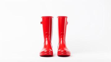 ai généré rouge pluie bottes isolé sur blanc Contexte avec copie espace pour publicité. génératif ai photo