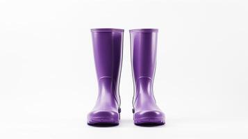 ai généré violet pluie bottes isolé sur blanc Contexte avec copie espace pour publicité. génératif ai photo