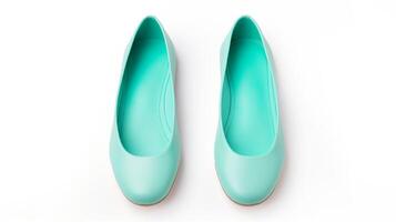 ai généré cyan ballet appartements des chaussures isolé sur blanc Contexte avec copie espace pour publicité. génératif ai photo