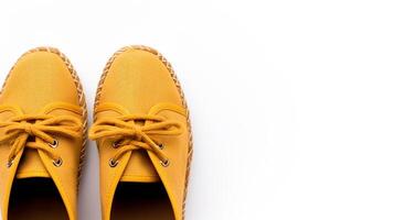 ai généré ambre espadrilles des chaussures isolé sur blanc Contexte avec copie espace pour publicité. génératif ai photo