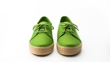 ai généré vert espadrilles des chaussures isolé sur blanc Contexte avec copie espace pour publicité. génératif ai photo