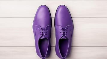 ai généré violet oxford des chaussures isolé sur blanc Contexte avec copie espace pour publicité. génératif ai photo