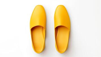 ai généré Jaune chaussons des chaussures isolé sur blanc Contexte avec copie espace pour publicité. génératif ai photo