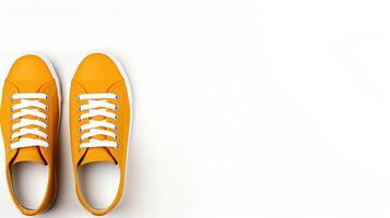 ai généré ambre baskets des chaussures isolé sur blanc Contexte avec copie espace pour publicité. génératif ai photo