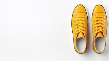 ai généré ambre baskets des chaussures isolé sur blanc Contexte avec copie espace pour publicité. génératif ai photo