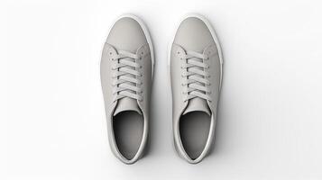 ai généré gris baskets des chaussures isolé sur blanc Contexte avec copie espace pour publicité. génératif ai photo
