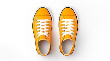 ai généré Orange baskets des chaussures isolé sur blanc Contexte avec copie espace pour publicité. génératif ai photo
