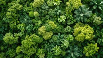 ai généré Haut vue de luxuriant vert plante texture photo