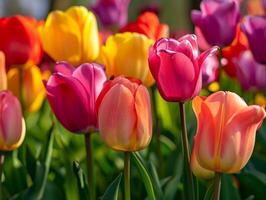 ai généré beauté tulipe fleur vibrant coloré flore ai génératif photo