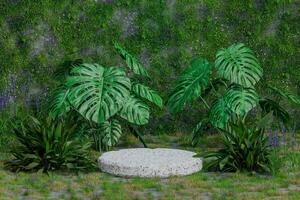 pierre podium dans une jardin photo