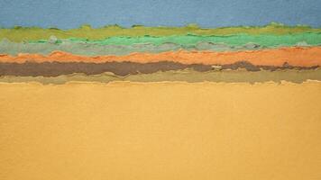 abstrait paysage dans Terre pastel tons - une collection de Fait main chiffon papiers photo