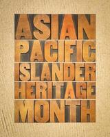 asiatique pacifique insulaire patrimoine mois - mot abstrait dans ancien typographie bois type contre art papier, rappel de culturel un événement photo