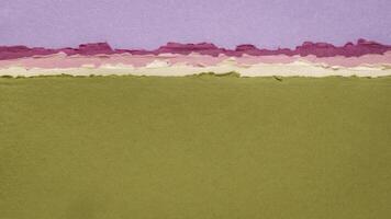 abstrait paysage dans rose et vert pastel tons - une collection de Fait main chiffon papiers photo