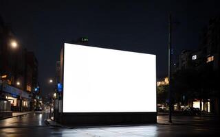 ai généré moderne vide espace publicité facture planche maquette dans nuit rue ai généré photo