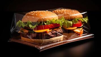 ai généré Fast food Burger paquet ai généré photo