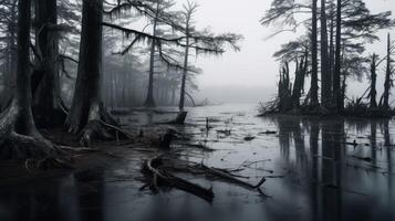 ai généré foncé effrayant Lac ai généré photo