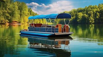 ai généré l'eau ponton bateau Lac ai généré photo