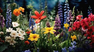 ai généré Prairie botanique fleurs sauvages ai généré photo