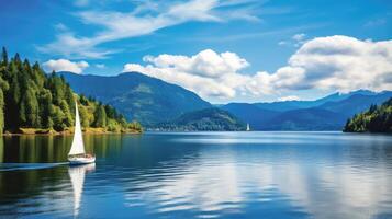 ai généré l'eau Lac voile ai généré photo