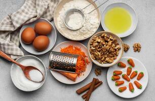 Ingrédients pour cuisson carotte gâteau photo