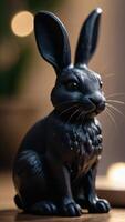 ai généré photo de noir lapin figurine le une baignoire lapin savon. ai généré