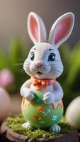 ai généré photo de Pâques lapin figurine comme des œufs. ai généré