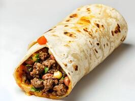 ai généré burrito isolé sur une blanc Contexte. haute qualité. ai génératif photo