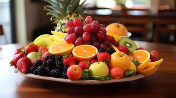 ai généré Frais fruit arrangement visuel le banquet de santé photo