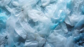 ai généré mis au rebut Plastique Sacs, contribuant à visuel la pollution photo