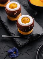 noix de coco desserts avec mangue Haut vue photo