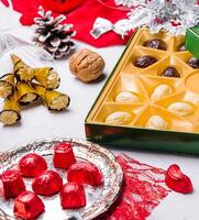 traditionnel Noël bonbons proche en haut Contexte photo