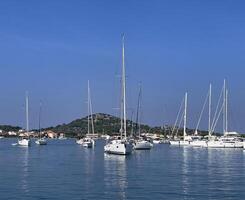 beaucoup voiliers sont amarré dans une port photo