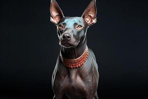 ai généré xoloitzcuintli nu mexicain chien sur une noir Contexte. ai art photo