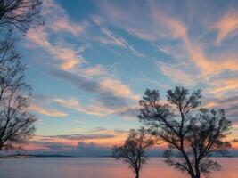 ai généré Naturel vert forêt Contexte Naturel ciel Contexte Naturel mer Contexte ai généré photo