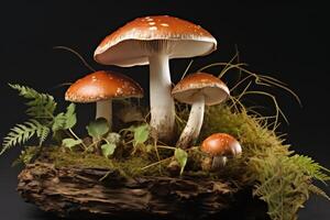 ai généré habitation forestière champignon bolet édulis. produire ai photo