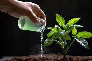 ai généré la personne arrosage plante pot. produire ai photo