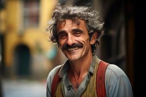 ai généré sincère photo de italien vieux homme souriant. produire ai