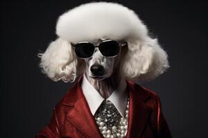 ai généré photo élégant glamour caniche avec blanc fourrure. produire ai